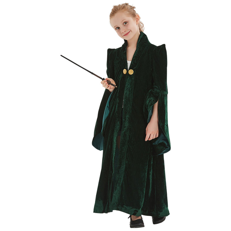 Harry Potter Minerva McGonagall Cosplay Costume Kids Children Robe Coat Halloween Carnival Suit