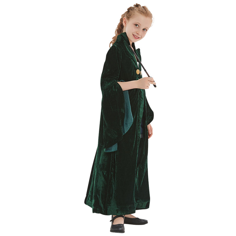 Harry Potter Minerva McGonagall Cosplay Costume Kids Children Robe Coat Halloween Carnival Suit