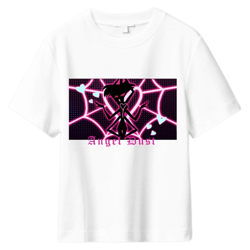 Hazbin Hotel Angel Dust Cosplay T-shirt Summer Men Women Short Sleeve Shirt