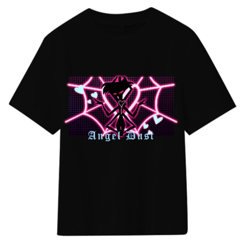 Hazbin Hotel Angel Dust Cosplay T-shirt Summer Men Women Short Sleeve Shirt