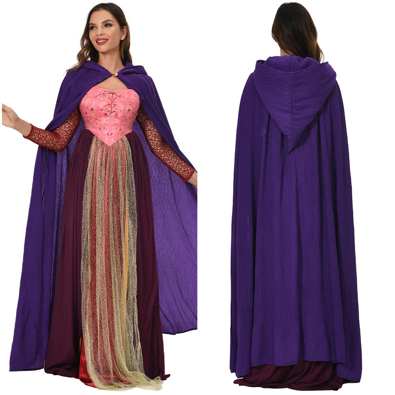 Hocus Pocus 2 Sarah Sanderson Hooded Cloak Outfits Halloween Carnival Suit