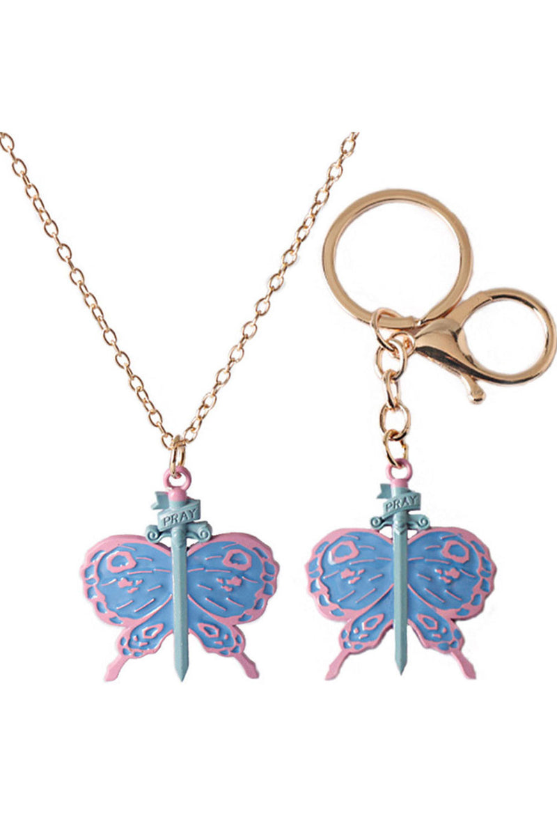 i JoJo’s Bizarre Adventure Stone Ocean Jolyne Cujoh Butterfly Key Chain Necklace Gifts