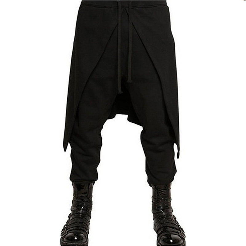 In Stock Adult Men Gothic Black Punk Style Loose Pants Halloween Cosplay Costume Pant