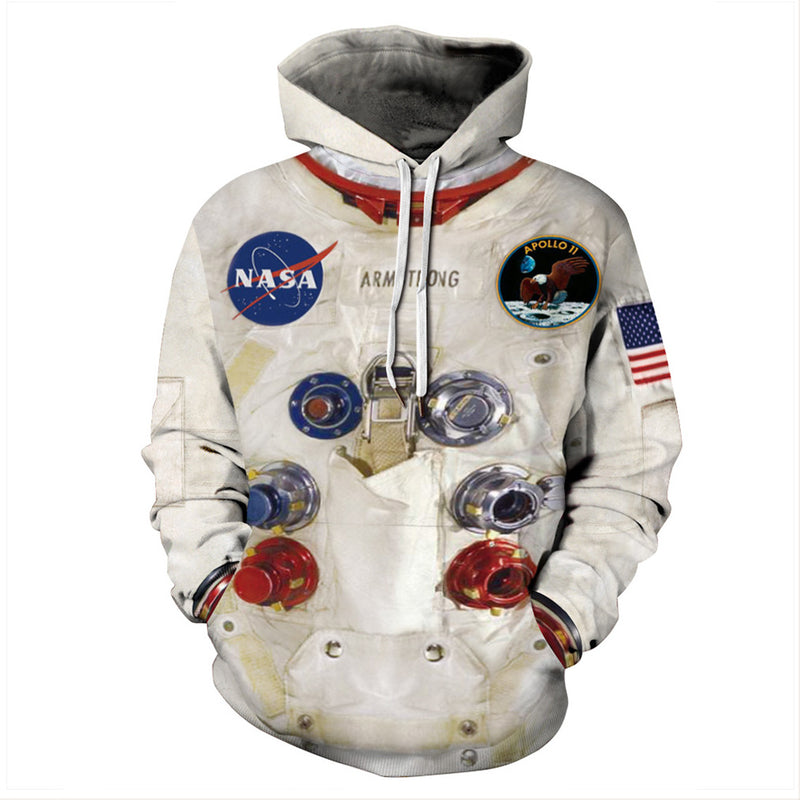 In Stock Astronaut 3D Print Hoodie Hood Pullover Space Suit Jacket Sweatshirt Coat Women Man Winter streetwear