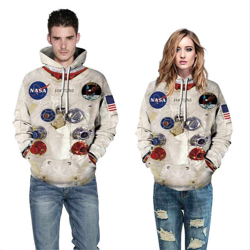 In Stock Astronaut 3D Print Hoodie Hood Pullover Space Suit Jacket Sweatshirt Coat Women Man Winter streetwear