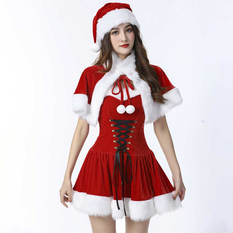 Janpanese Red Christmas Dress Cosplay Costume Outfits Halloween Carnival Suit