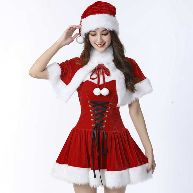 Janpanese Red Christmas Dress Cosplay Costume Outfits Halloween Carnival Suit