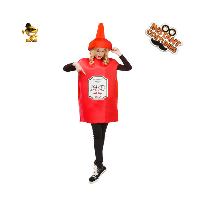 Ketchup Cosplay Costume Dress Halloween Carnival Party Suit for Adult