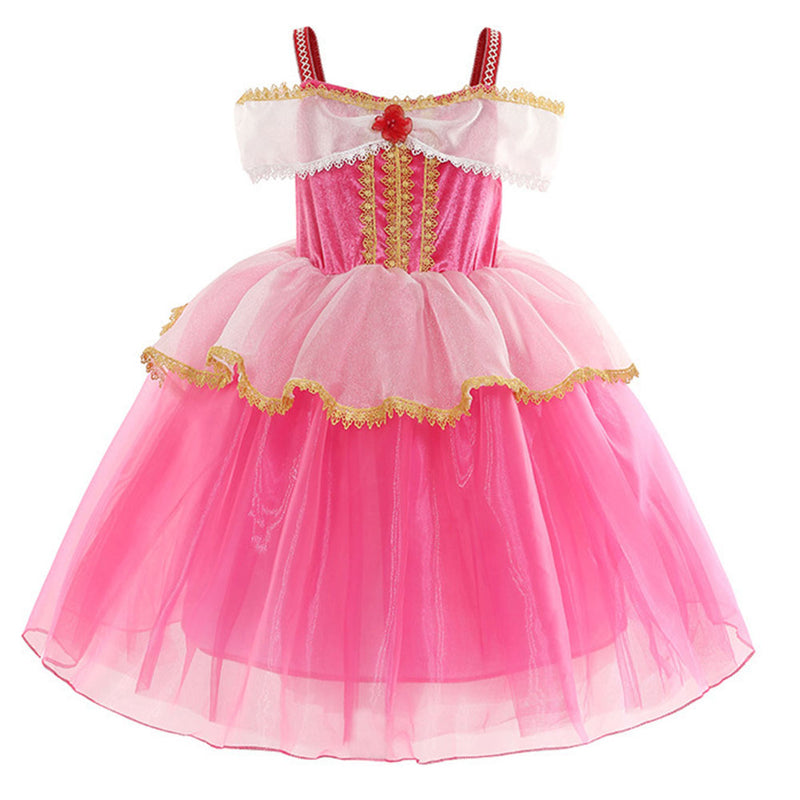 Kid Girls Aurora Cosplay Costume Dress Outfits Halloween Carnival Suit