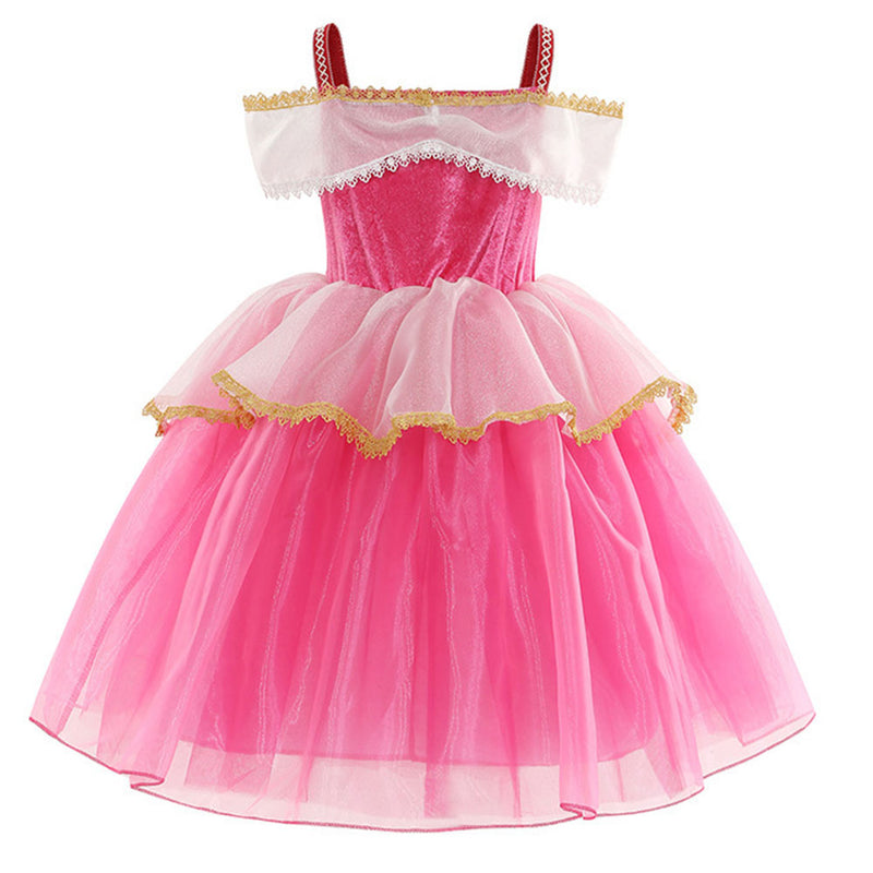 Kid Girls Aurora Cosplay Costume Dress Outfits Halloween Carnival Suit