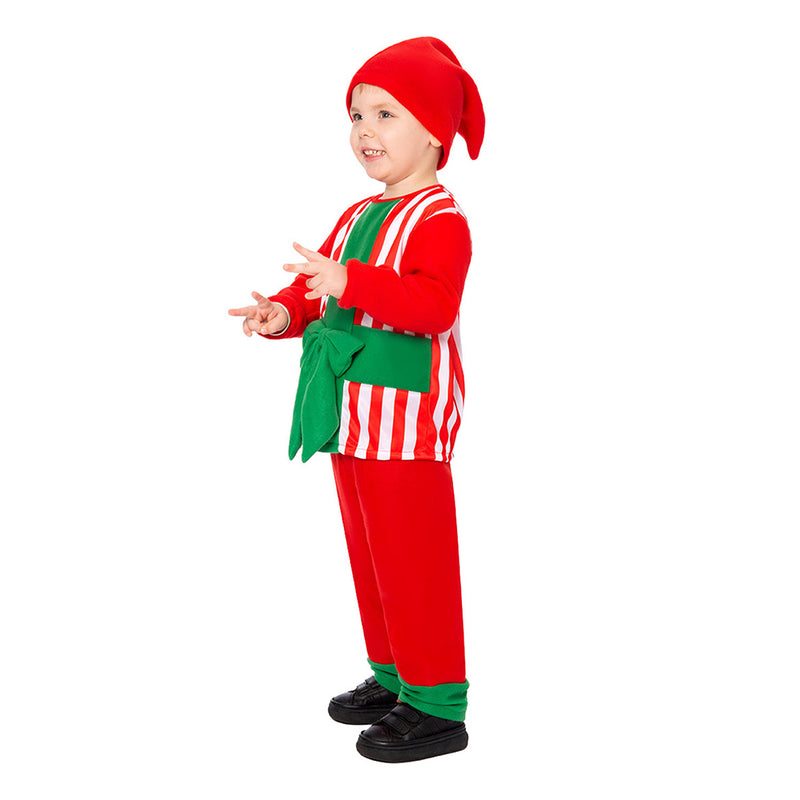 Kids Boy's Funny Xmas Gift Box Costume Bowknot Strip Tops Pant Child Santa Claus