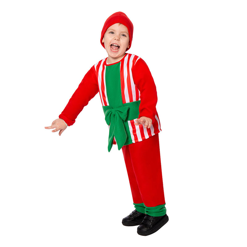 Kids Boy's Funny Xmas Gift Box Costume Bowknot Strip Tops Pant Child Santa Claus