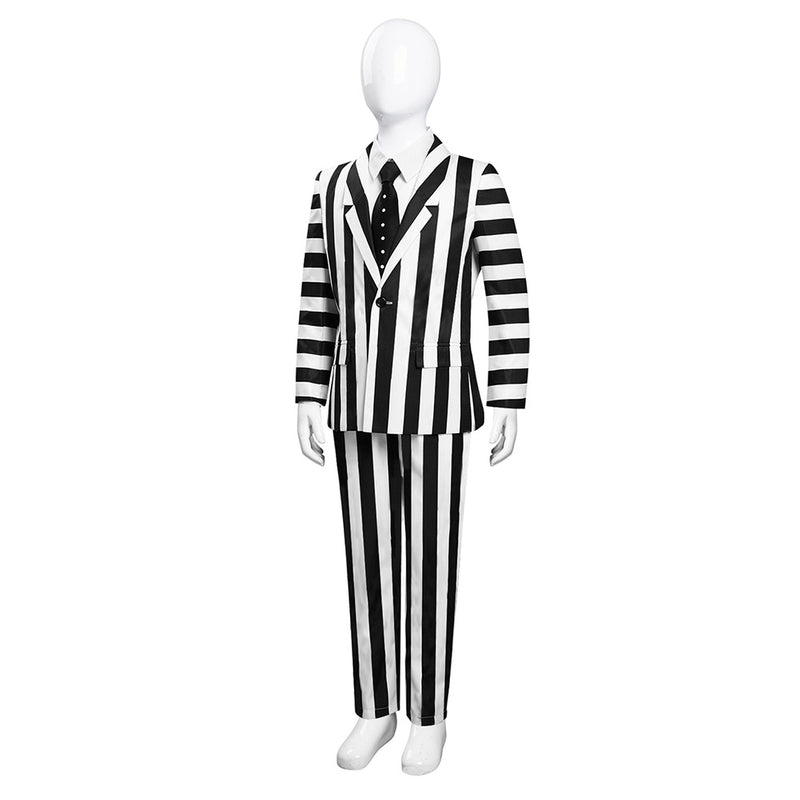 Kids Children Beetle Juice Cosplay Costume Outfits Halloween Carnival Suit