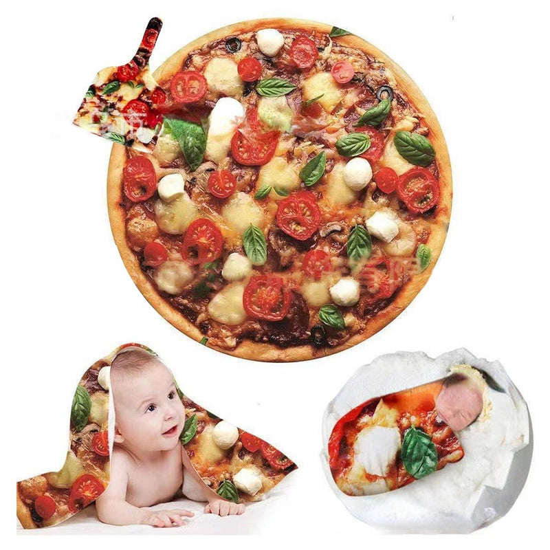 Kids Children Christmas Pizza  Hooded Warm Cloak Air Conditioning Blanket Hat Cosplay Costumes