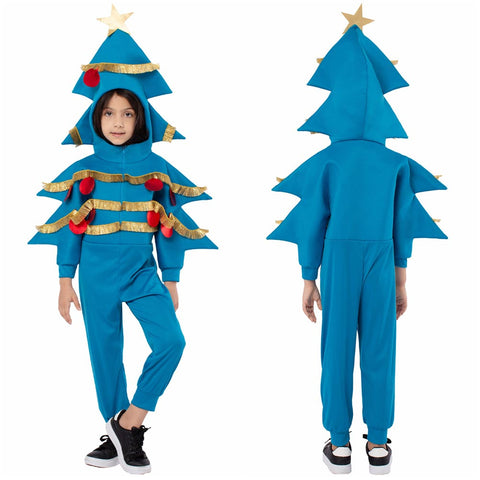 VeeGet Kids Children Christmas Tree Blue Cosplay Costume Outfits Christmas Carnival Suit BoysKidsCostume