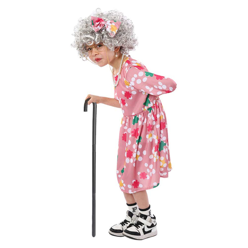 Kids Children Grandma Cosplay Costume Outfits Halloween Carnival Suit