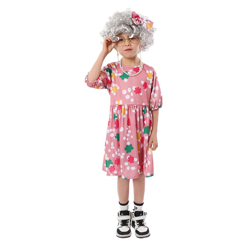 Kids Children Grandma Cosplay Costume Outfits Halloween Carnival Suit