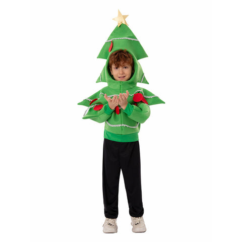 VeeGet Kids Children Green Jacket Outfits Christmas Tree Cosplay Costume Christmas Carnival Suit