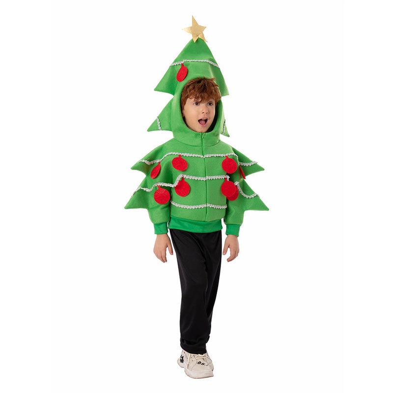 VeeGet Kids Children Green Jacket Outfits Christmas Tree Cosplay Costume Christmas Carnival Suit BoysKidsCostume