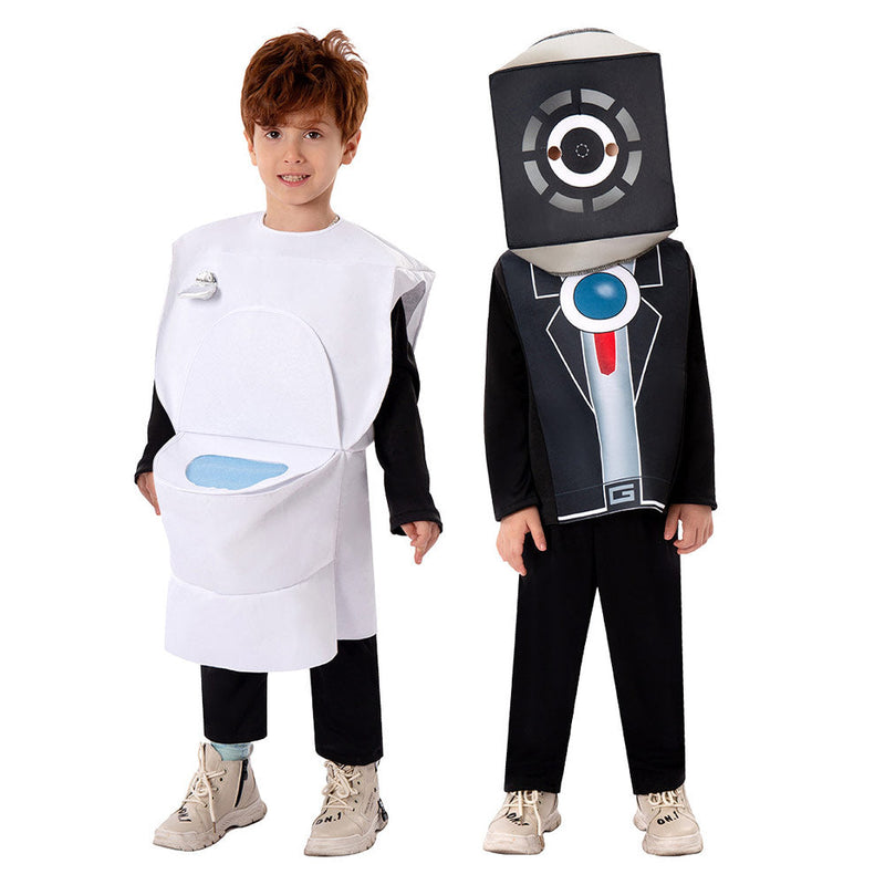 VeeGet Kids Children Horror Game Skibidi Toilet Peaker Man Cosplay Costume Outfits Halloween Carnival Suit BoysKidsCostume