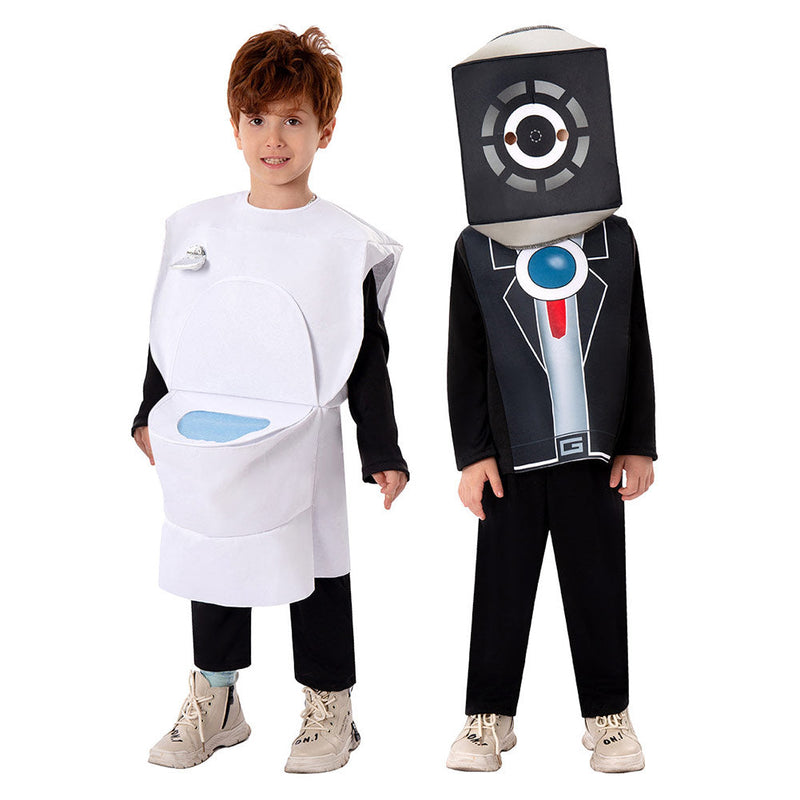 VeeGet Kids Children Horror Game Toilet man Cosplay Costume Outfits Halloween Carnival Suit BoysKidsCostume