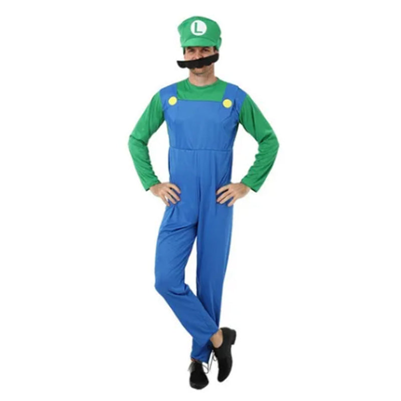 Kids Children Mario Cosplay Costume Jumpsuit Halloween Carnival Suit