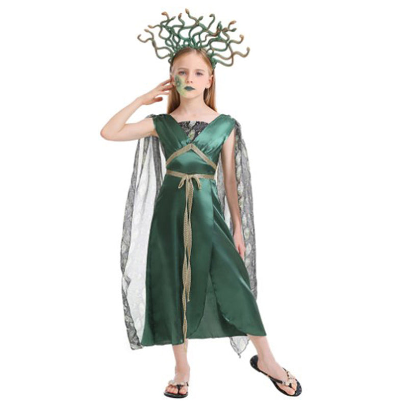 Kids Children Medusa Cosplay Costume Dress Outfits Halloween Carnival Suit