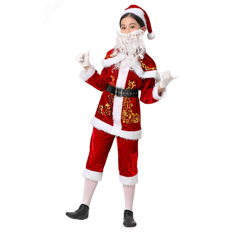 VeeGet Kids Children Santa Claus Cosplay Costume Outfits Christmas Carnival Suit GirlKidsCostume