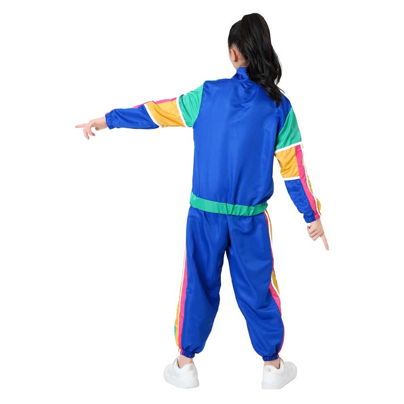 Kids Children Vintage disco sportswear Top Pants Cosplay Costume Outfits Halloween Carnival Party Suit