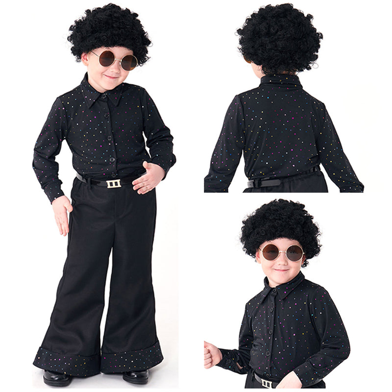 Kids Children‘s Retro American 70s Disco Sequin SingerCosplay Costume Outfits Halloween Carnival Suit