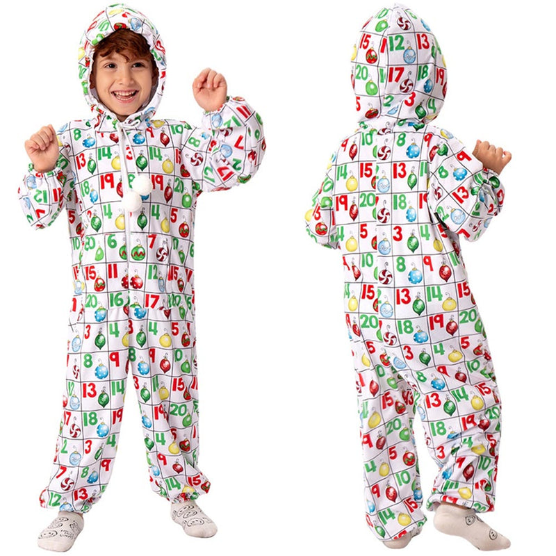 VeeGet Kids Christmas Printed Cosplay Costume Jumpsuit Outift Halloween Carnival Suit