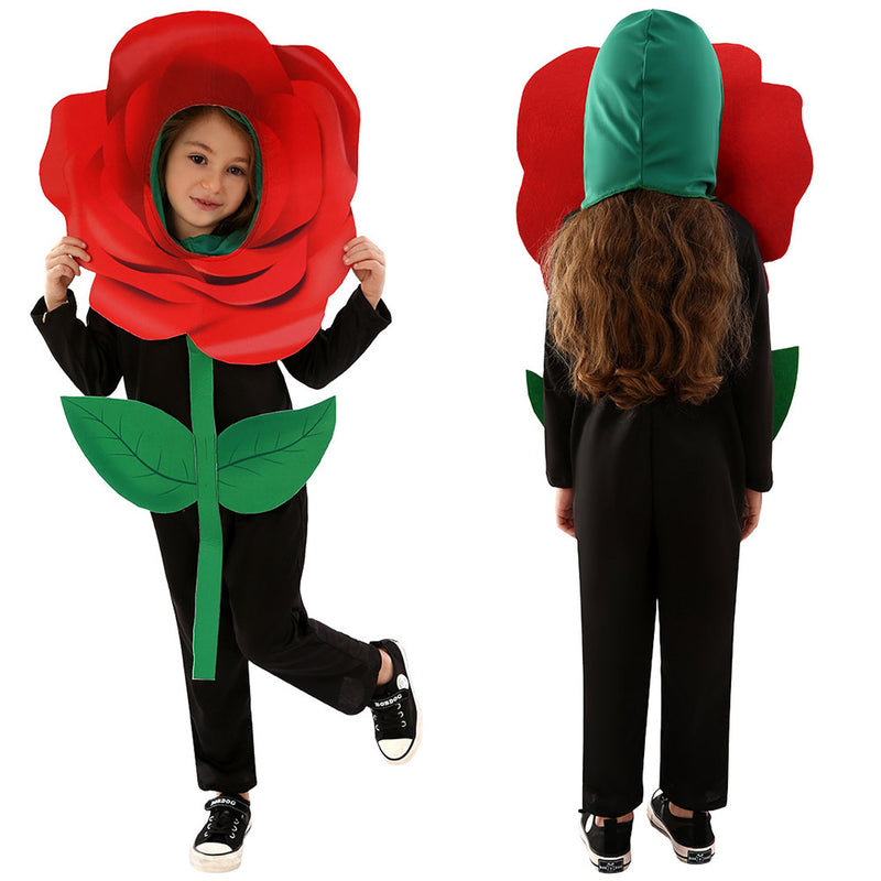 Kids Christmas rose  Plant Cosplay Costume Outfits Halloween Carnival Suit