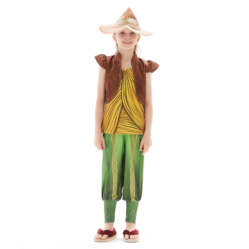 Kids Cosplay Costumes for Girls 4-Piece Suit Set with Hat Dragon Adventure Role Play Set Costume for Halloween Party Dress Up(130cm)