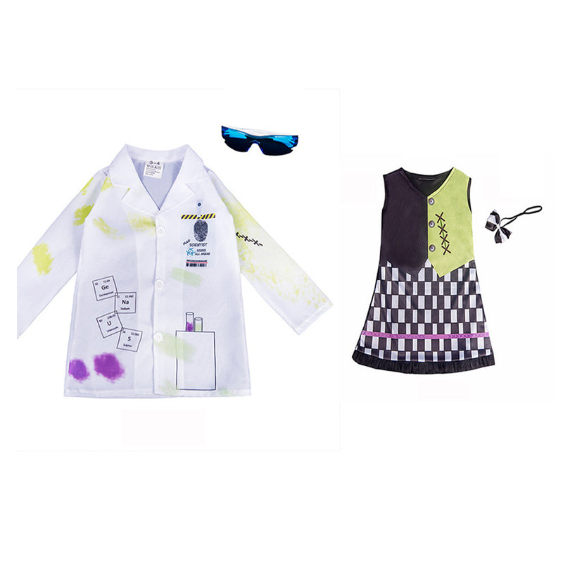 Kids Crazy Scientist Cosplay Costume Outfits Halloween Carnival Party Disguise Suit