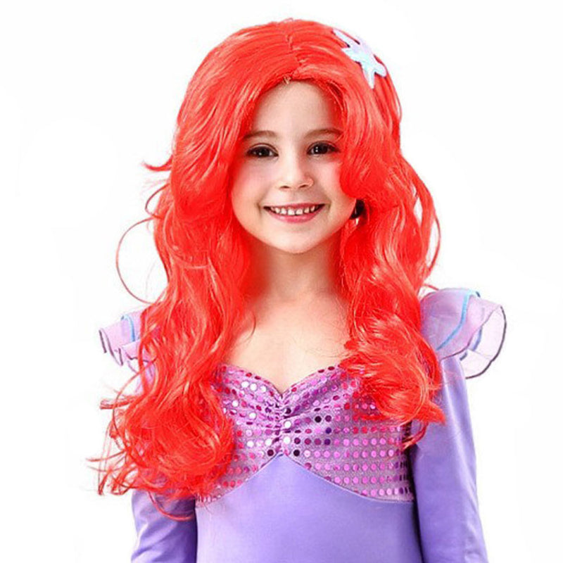 Kids Girls  Ariel Cosplay Wig Heat Resistant Synthetic Hair Carnival Halloween Party Props