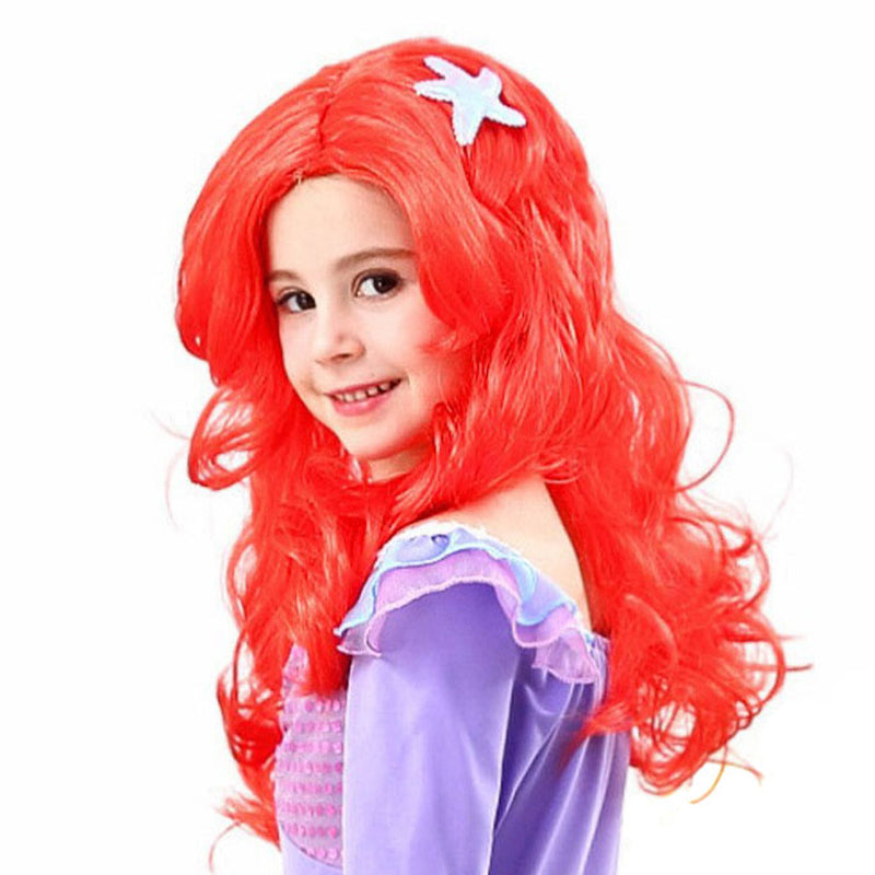 Kids Girls  Ariel Cosplay Wig Heat Resistant Synthetic Hair Carnival Halloween Party Props