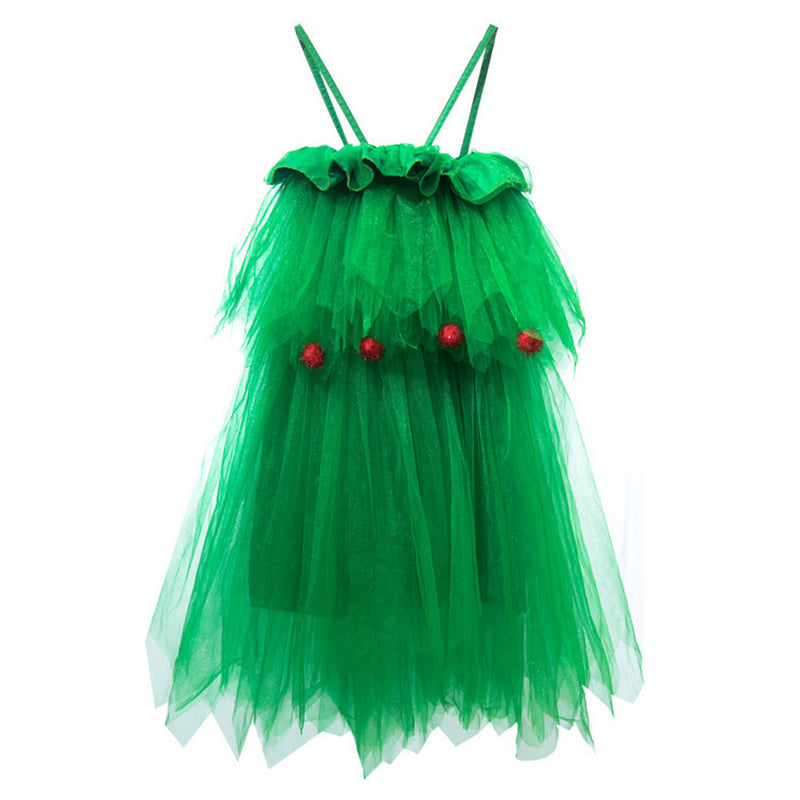 Kids Girls  Christmas Tree Dress Cosplay Costume Outfits Halloween Carnival Party Suit