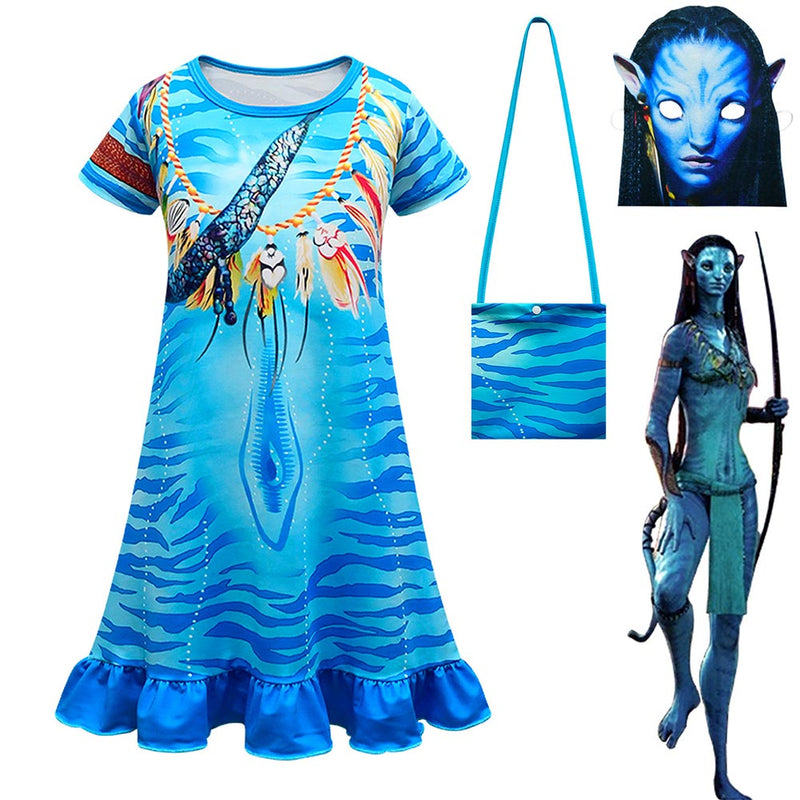 Kids Girls Avatar Neytiri Cosplay Costume Dress Outfits Halloween Carnival Party Suit