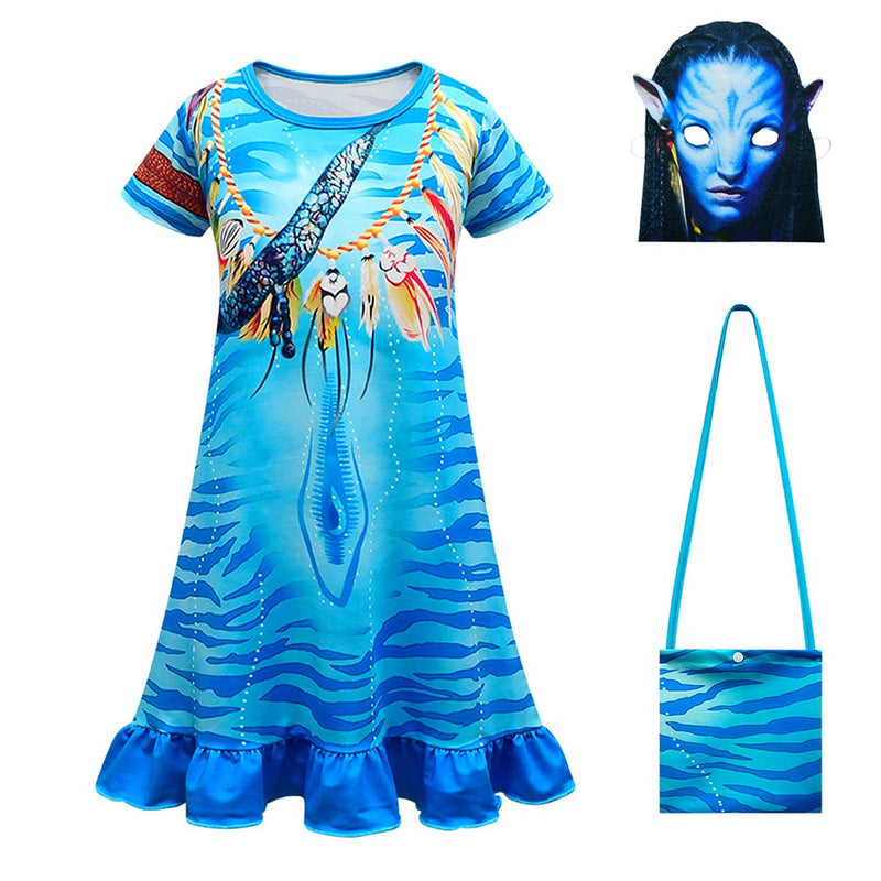 Kids Girls Avatar Neytiri Cosplay Costume Dress Outfits Halloween Carnival Party Suit