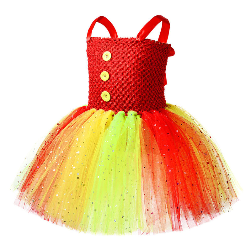 Kids Girls Christmas Clown Mesh Skirt Cosplay Costume Outfits Halloween Carnival Suit