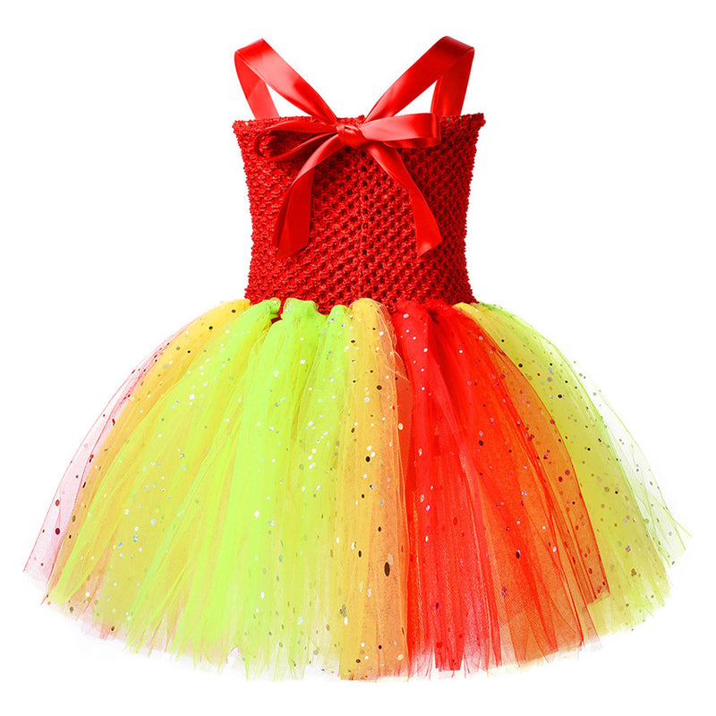 Kids Girls Christmas Clown Mesh Skirt Cosplay Costume Outfits Halloween Carnival Suit