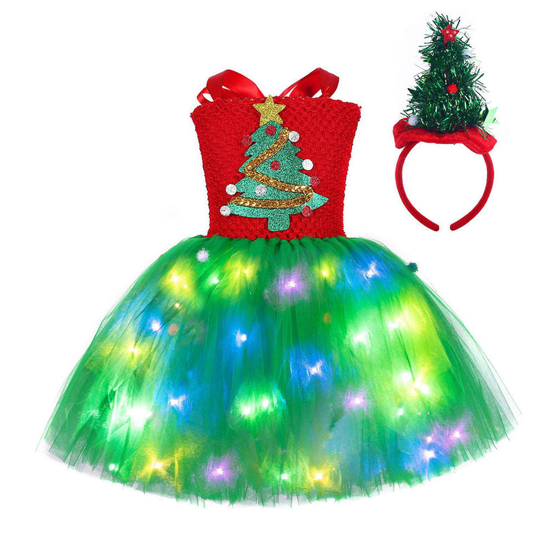 VeeGet Kids Girls Christmas TUTU Dress Christmas Tree Cosplay Costume Outfits