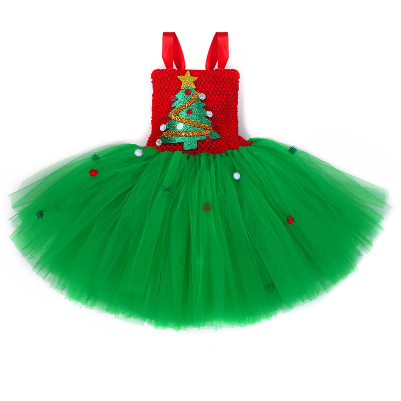 VeeGet Kids Girls Christmas TUTU Dress Christmas Tree Cosplay Costume Outfits GirlKidsCostume