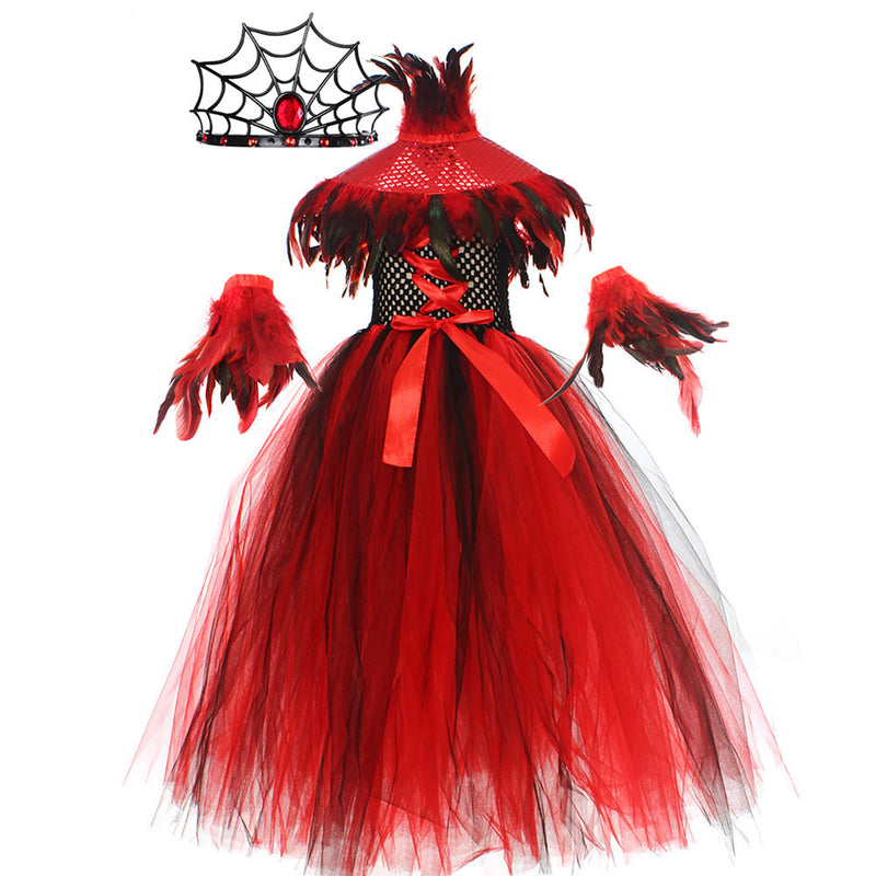 Kids Girls Gothic Demon Queen Vampire Cosplay Costume Outfits Halloween Carnival Party Suit