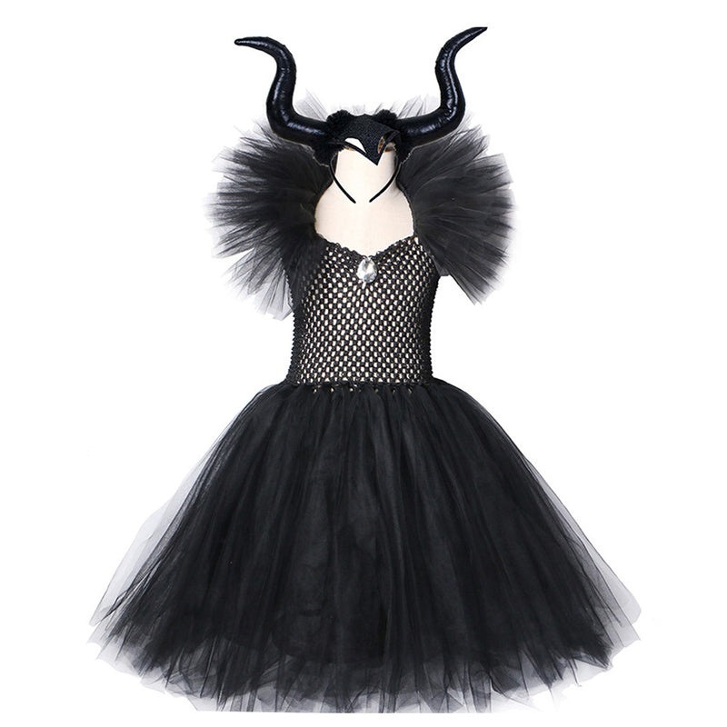 Kids Girls Maleficent Cosplay Costume Dress Outfits Halloween Carnival Suit