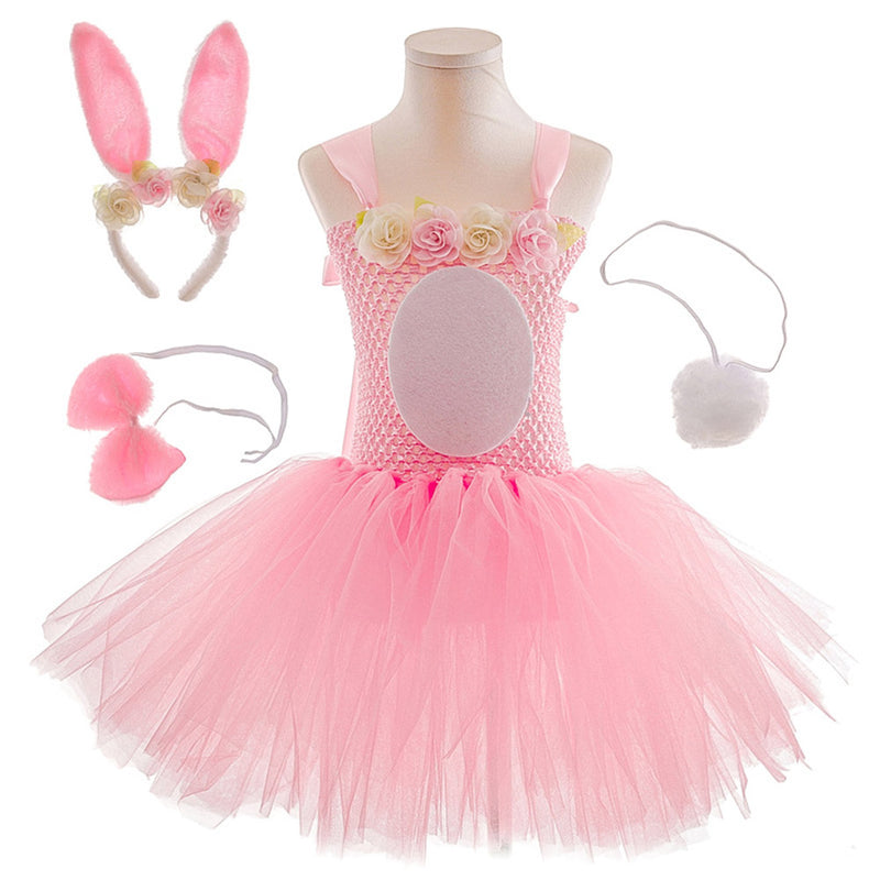 Kids Girls Rabbit Tutu Dress Cosplay Costume Outfits Halloween Carnival Suit