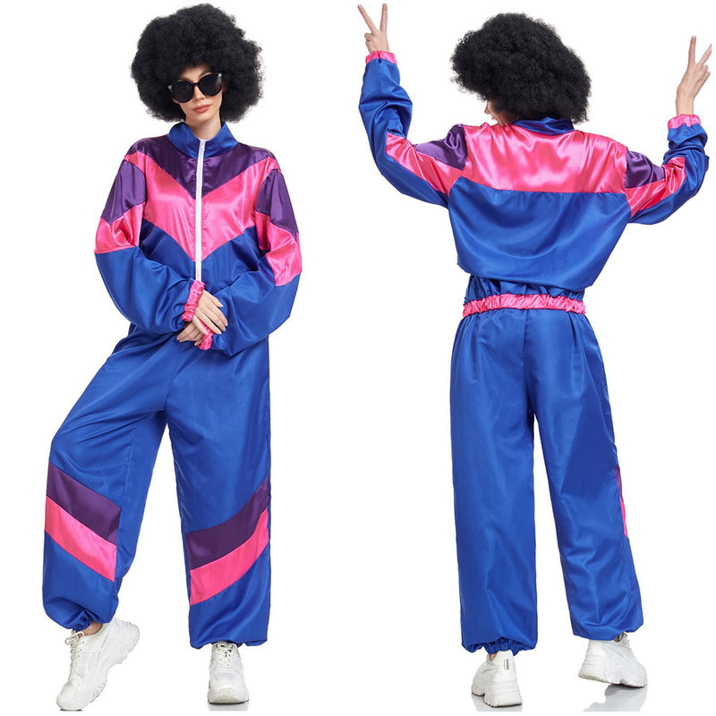 Kids Girls retro hip-hop disco Cosplay Costume Sportwear Jacket Pants Outfits Halloween Carnival Suit