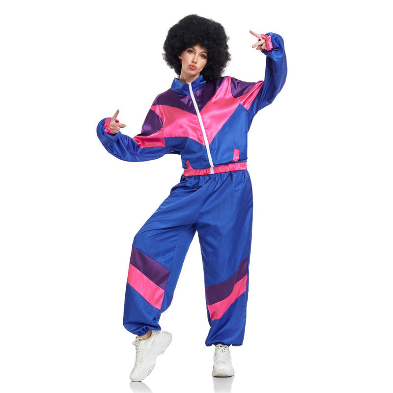 Kids Girls retro hip-hop disco Cosplay Costume Sportwear Jacket Pants Outfits Halloween Carnival Suit