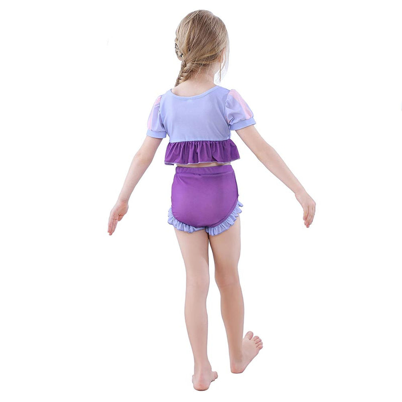 Kids Girls Tangled Rapunzel Cosplay Costume  Swimsuit Outfits Halloween Carnival Party Suit