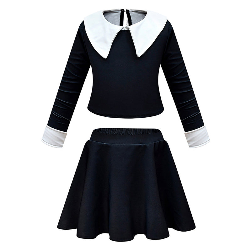 Kids Girls Wednesday Addams Goody Addams Cosplay Costume Dress Outfits ...